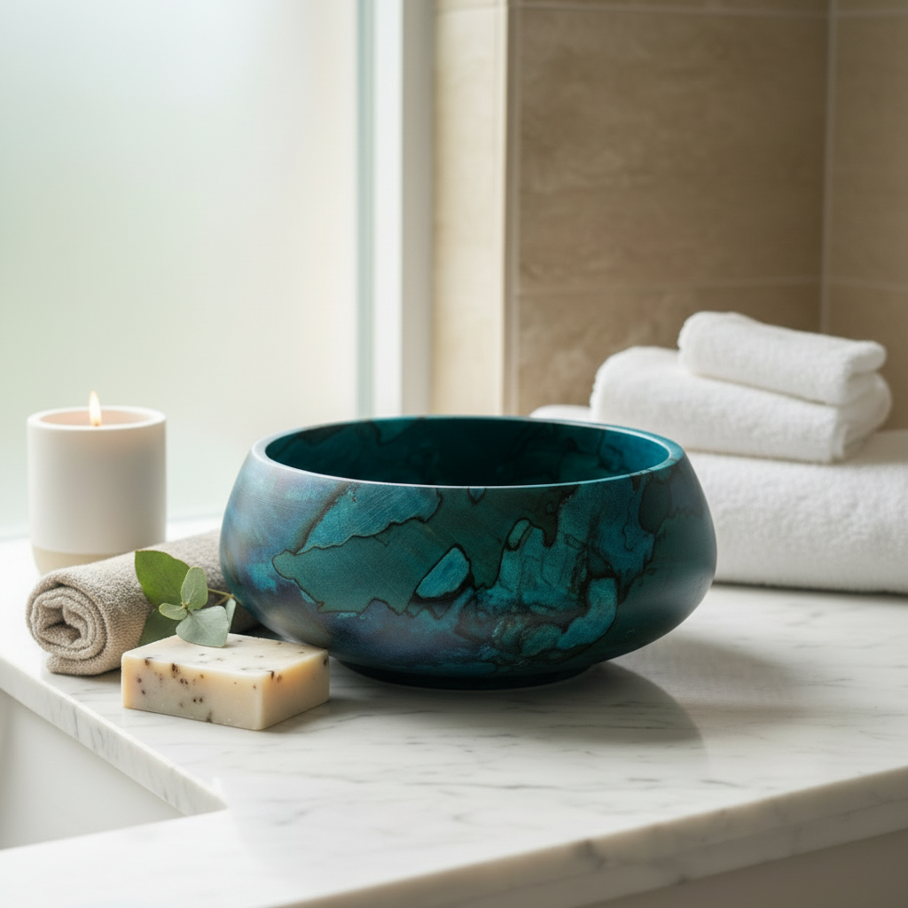 Teal Wood Bowl