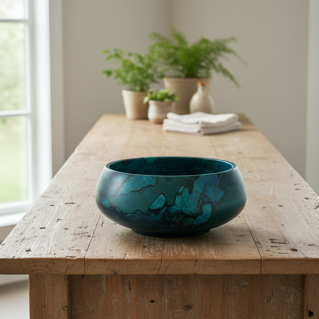 Teal Wood Bowl