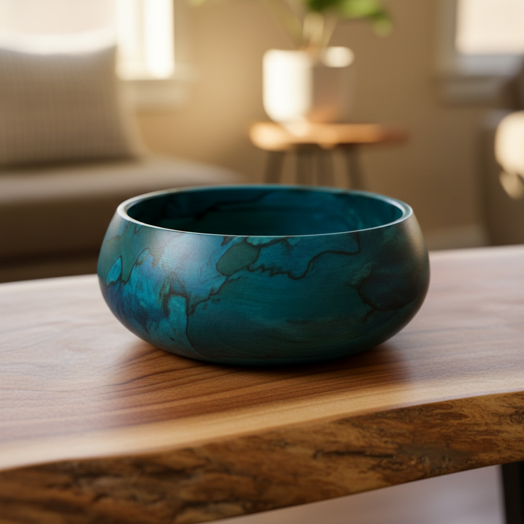 Teal Wood Bowl