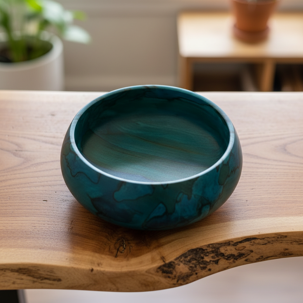 Teal Wood Bowl