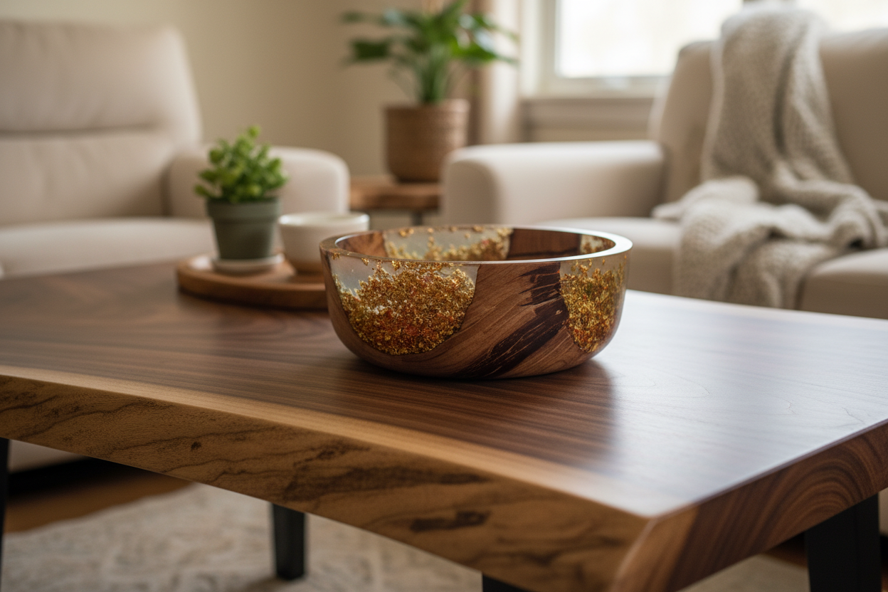Birch Bowl with Gold Flake Resin Inlay — Handcrafted One-of-a-Kind Piece