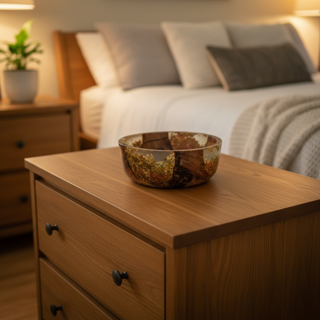 Birch Bowl with Gold Flake Resin Inlay — Handcrafted One-of-a-Kind Piece