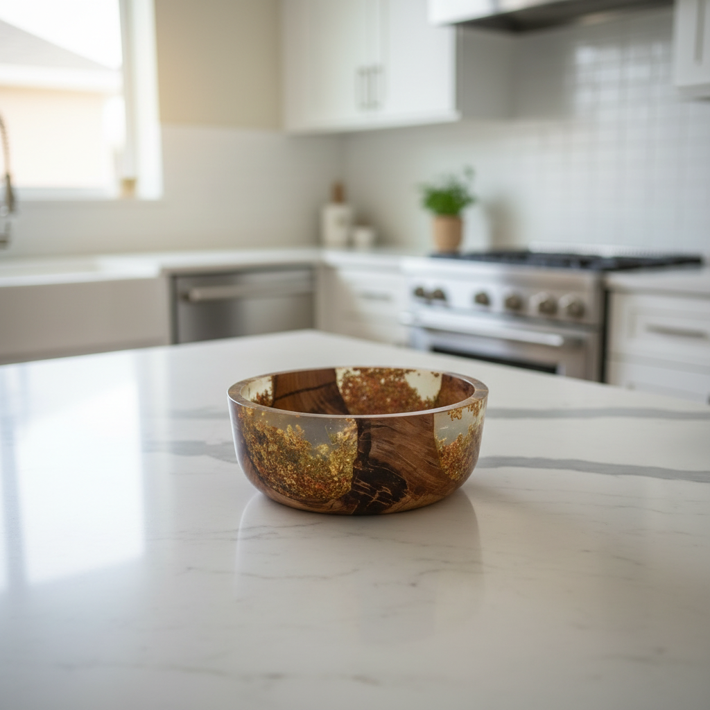Birch Bowl with Gold Flake Resin Inlay — Handcrafted One-of-a-Kind Piece