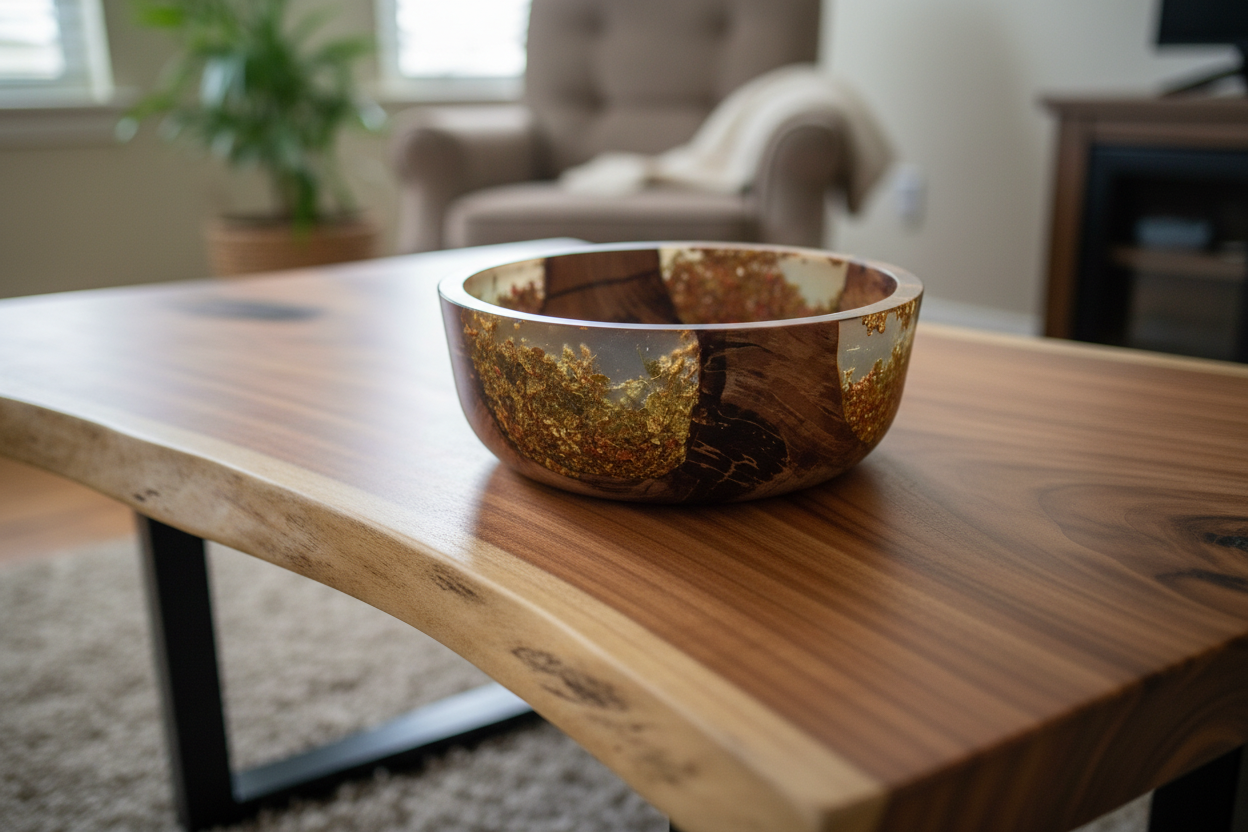 Birch Bowl with Gold Flake Resin Inlay — Handcrafted One-of-a-Kind Piece